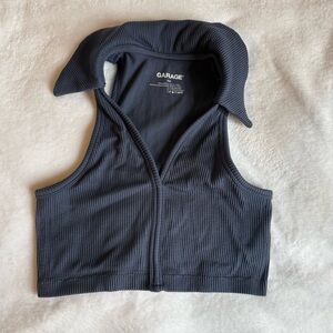 garage navy blue collared tank